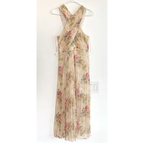 knee length dresses for ladies Pleated Panel Sleeveless Knitted Midi Dress | Azzina main image 0